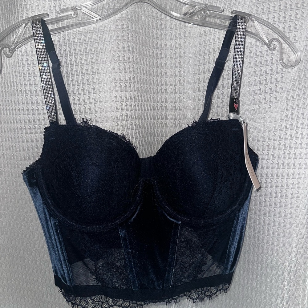 Blue Velvet and Mesh Victoria Secret Corset Top